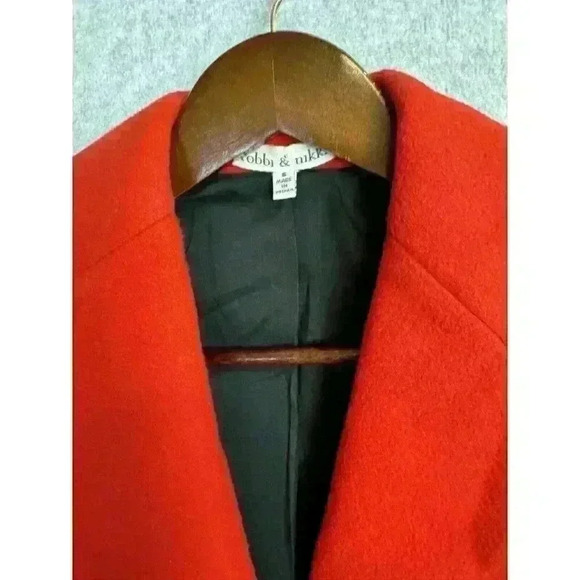 Robbi & Nikki Red Peplum Pea Coat Red Size S Button Front Lined Heavy EUC - Picture 13 of 16